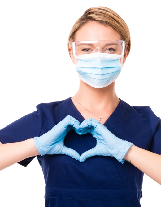 dental hygienist holding up heart